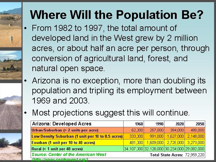 Where Will the Population Be? • From 1982 to 1997, the total amount of