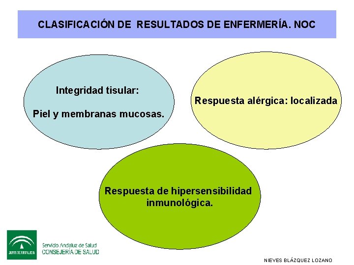 CLASIFICACIÓN DE RESULTADOS DE ENFERMERÍA. NOC Integridad tisular: Respuesta alérgica: localizada Piel y membranas