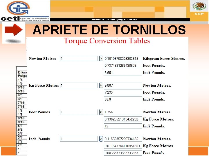 APRIETE DE TORNILLOS 