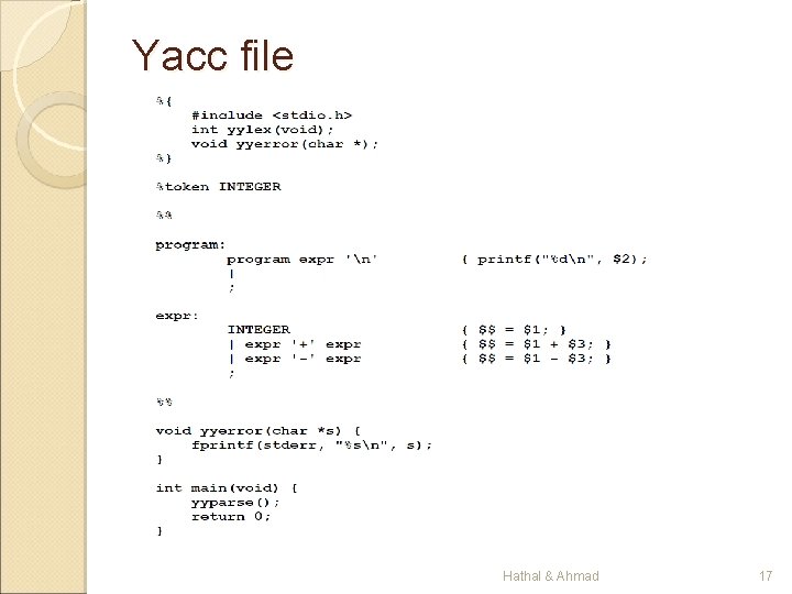 Yacc file Hathal & Ahmad 17 