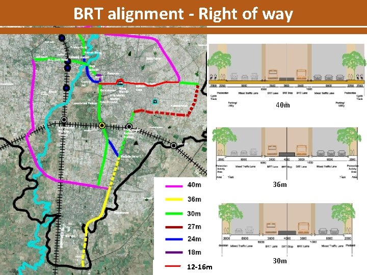 BRT alignment - Right of way 40 m 36 m 12 -16 m 30