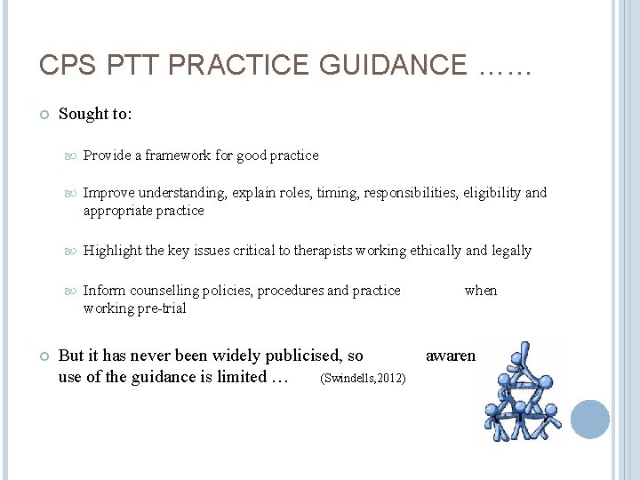 CPS PTT PRACTICE GUIDANCE …… Sought to: Provide a framework for good practice Improve