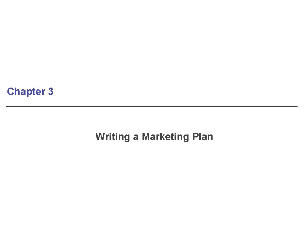 Chapter 3 Writing a Marketing Plan 