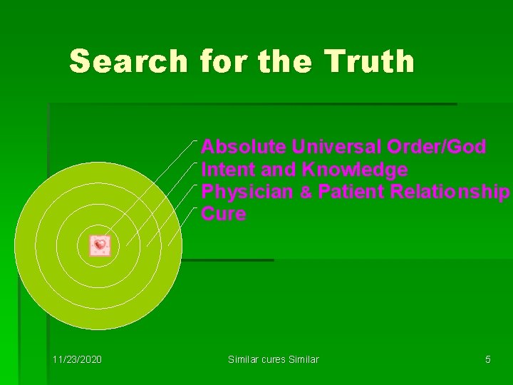 Search for the Truth Absolute Universal Order/God Intent and Knowledge Physician & Patient Relationship