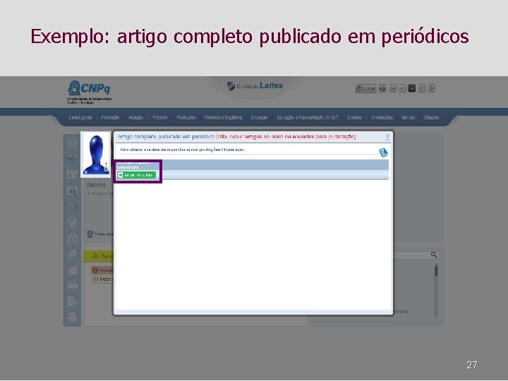 Exemplo: artigo completo publicado em periódicos 27 