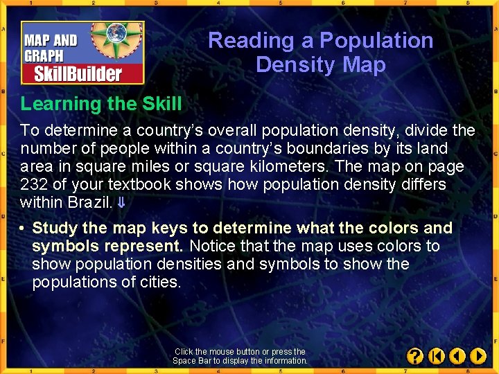 Reading a Population Density Map Learning the Skill To determine a country’s overall population