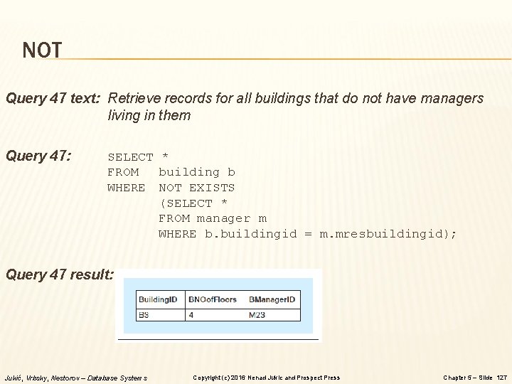 NOT Query 47 text: Retrieve records for all buildings that do not have managers NOT Query 47 text: Retrieve records for all buildings that do not have managers