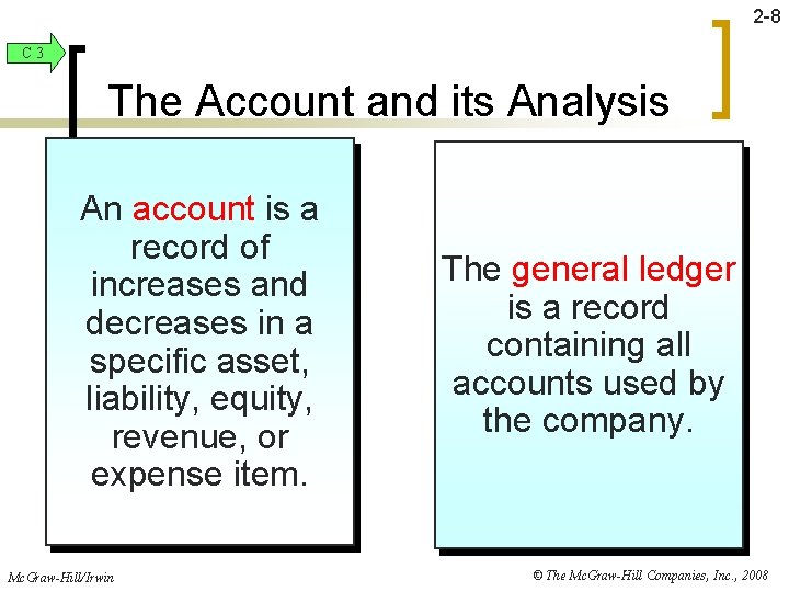 2 -8 C 3 The Account and its Analysis An account is a record