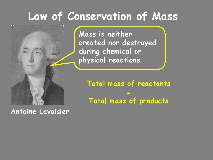 Law of Conservation of Mass is neither created nor destroyed during chemical or physical