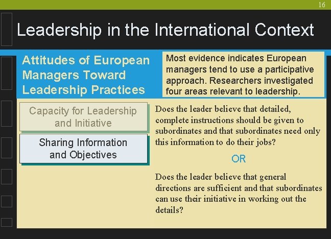 16 Leadership in the International Context Attitudes of European Managers Toward Leadership Practices Capacity