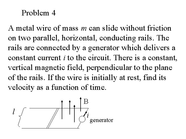 Problem 4 A metal wire of mass m can slide without friction on two