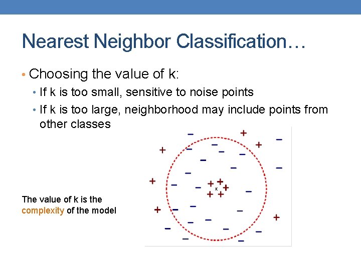 Nearest Neighbor Classification… • Choosing the value of k: • If k is too