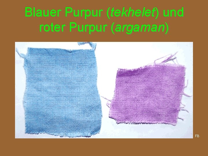 Blauer Purpur (tekhelet) und roter Purpur (argaman) FB 