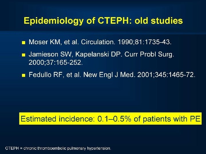 Epidemiology of CTEPH: old studies 