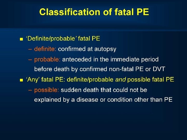 Classification of fatal PE 