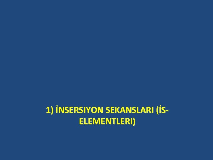1) İNSERSIYON SEKANSLARI (İSELEMENTLERI) 