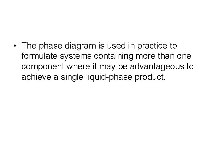  • The phase diagram is used in practice to formulate systems containing more