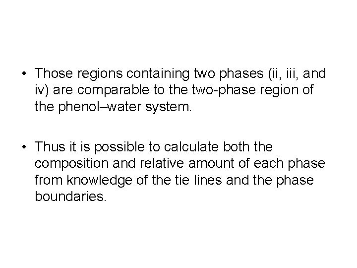  • Those regions containing two phases (ii, iii, and iv) are comparable to
