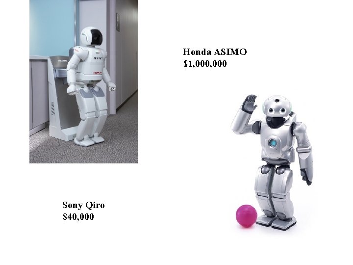 Honda ASIMO $1, 000 Sony Qiro $40, 000 