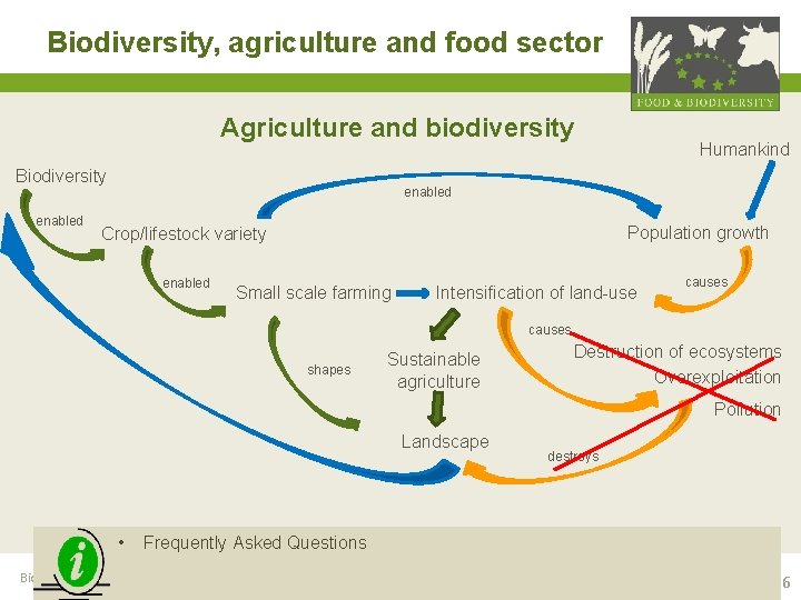 Biodiversity, agriculture and food sector Agriculture and biodiversity Biodiversity enabled Humankind enabled Population growth