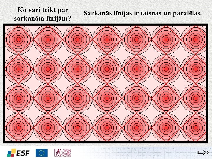 Ko vari teikt par sarkanām līnijām? Sarkanās līnijas ir taisnas un paralēlas. 13 