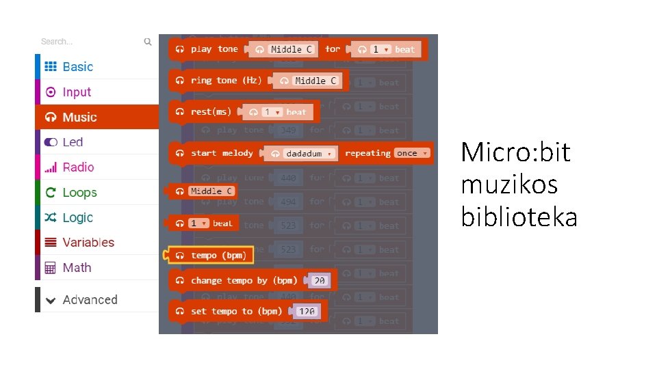 Micro: bit muzikos biblioteka 