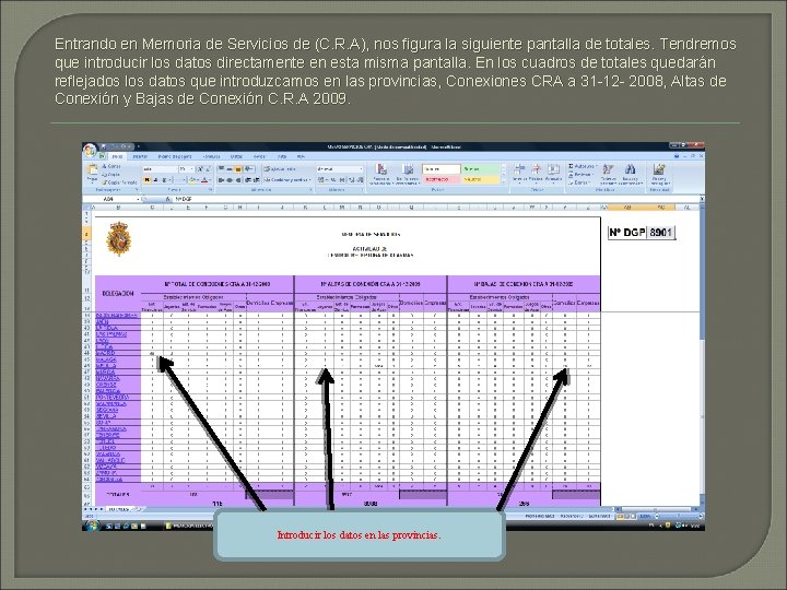 Entrando en Memoria de Servicios de (C. R. A), nos figura la siguiente pantalla