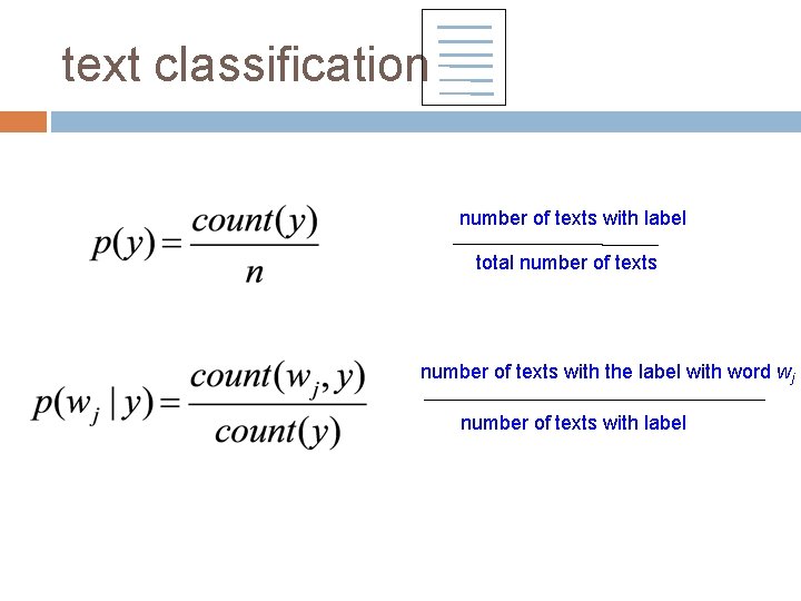 text classification number of texts with label total number of texts with the label