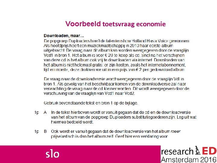 Voorbeeld toetsvraag economie 