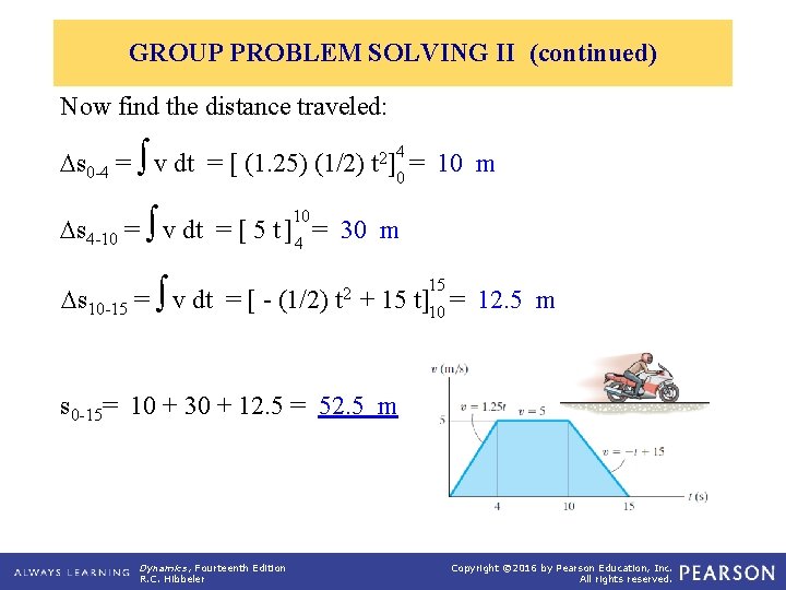 GROUP PROBLEM SOLVING II (continued) Now find the distance traveled: s 0 -4 =