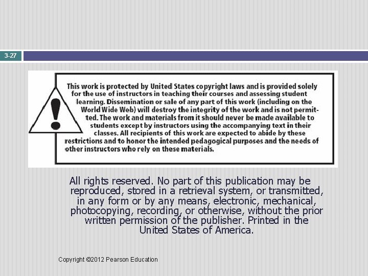 3 -27 All rights reserved. No part of this publication may be reproduced, stored