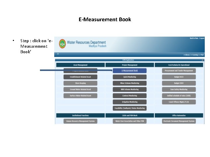 EIMS EMeasurement Book HOME PAGE WATER RESOURCES DEPARTMENT