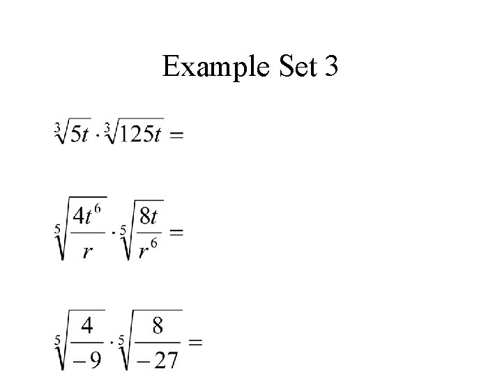 Example Set 3 