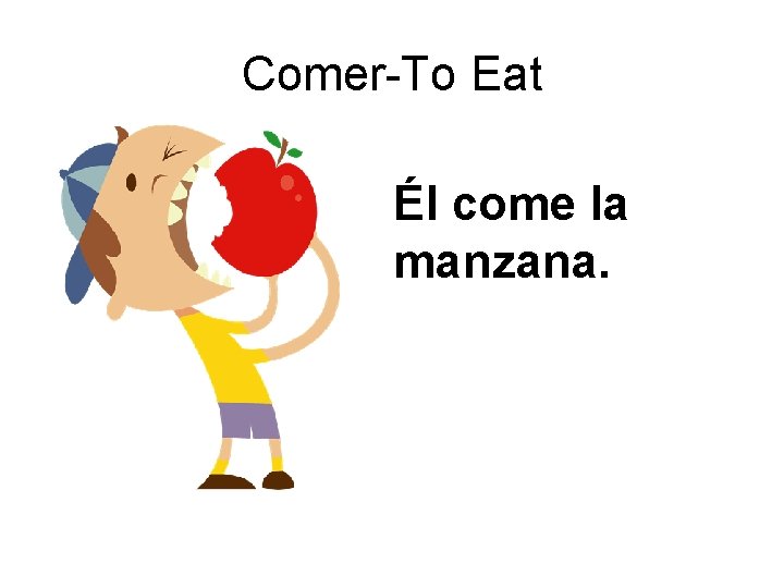 Comer-To Eat Él come la manzana. 