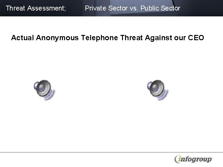 Threat Assessment; Private Sector vs. Public Sector Actual Anonymous Telephone Threat Against our CEO