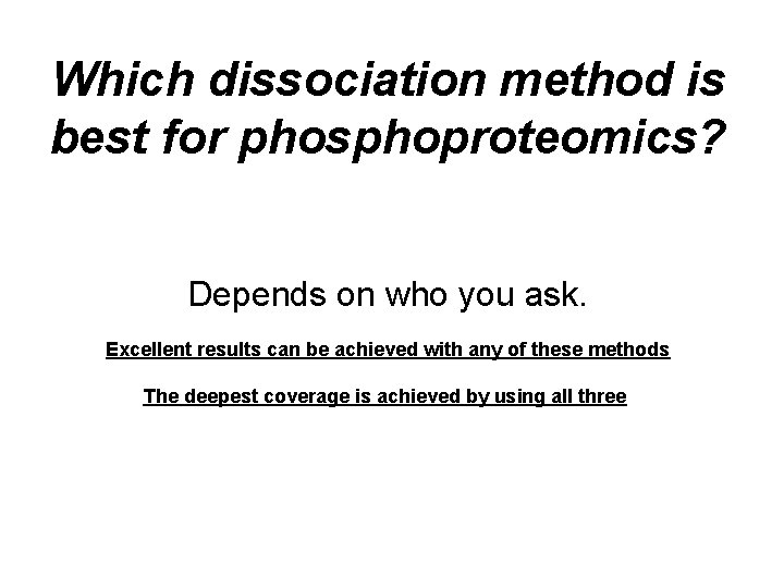 Which dissociation method is best for phosphoproteomics? Depends on who you ask. Excellent results