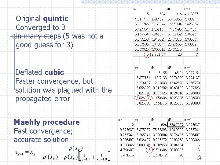 Original quintic Converged to 3 in many steps (5 was not a good guess