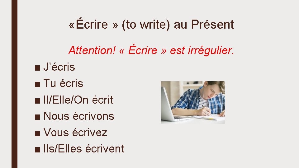 LE VERBE CRIRE Ms S Zammit crire to