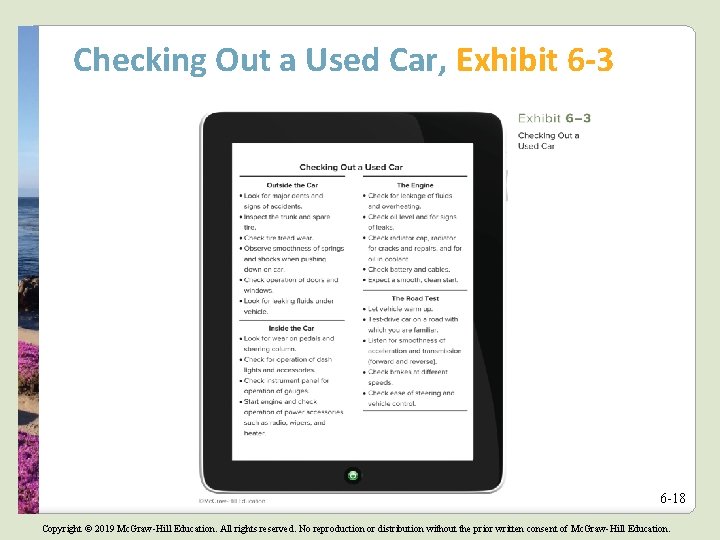 Checking Out a Used Car, Exhibit 6 -3 6 -18 Copyright © 2019 Mc.
