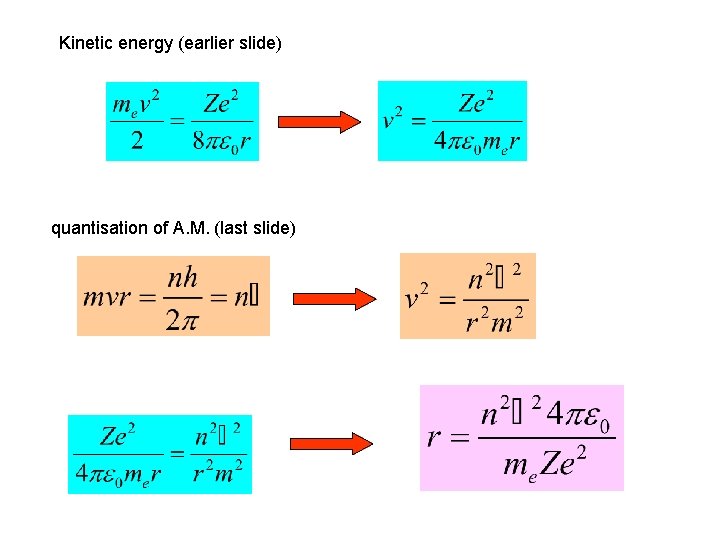 Kinetic energy (earlier slide) quantisation of A. M. (last slide) 