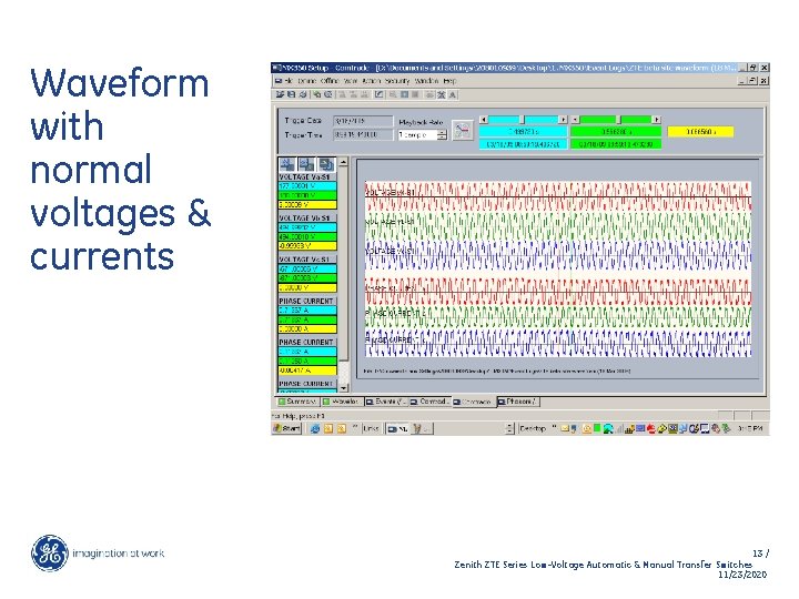 Waveform with normal voltages & currents 13 / Zenith ZTE Series Low-Voltage Automatic &