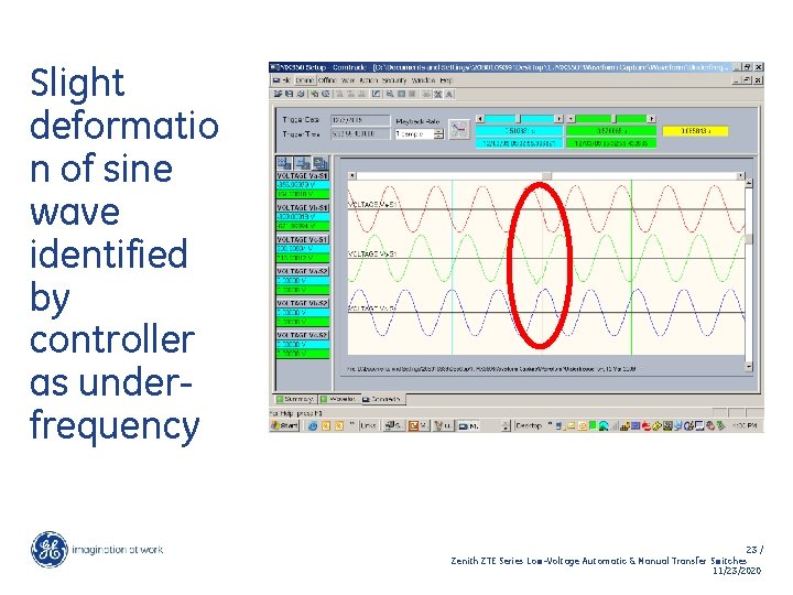 Slight deformatio n of sine wave identified by controller as underfrequency 23 / Zenith