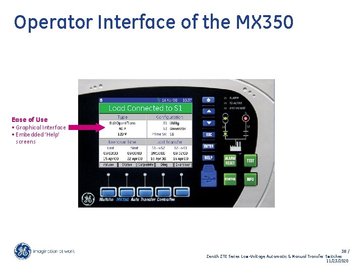 Operator Interface of the MX 350 Ease of Use • Graphical Interface • Embedded
