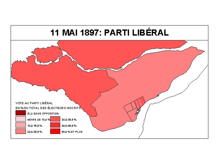 11 MAI 1897: PARTI LIBÉRAL VOTE AU PARTI LIBÉRAL EN % DU TOTAL DES