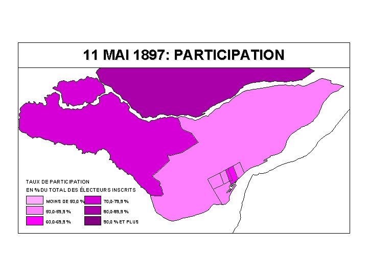 11 MAI 1897: PARTICIPATION TAUX DE PARTICIPATION EN % DU TOTAL DES ÉLECTEURS INSCRITS