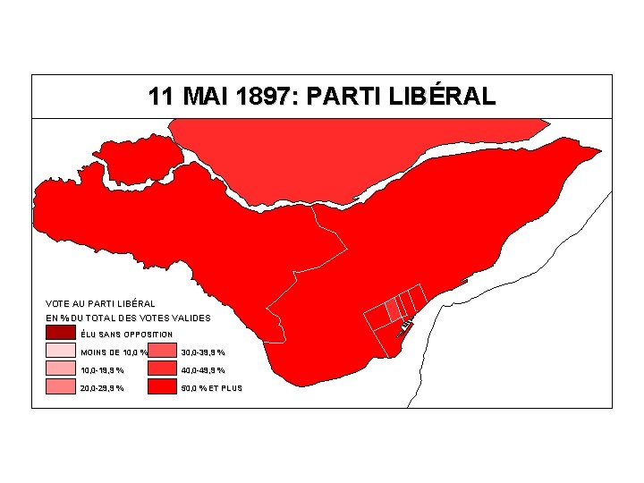 11 MAI 1897: PARTI LIBÉRAL VOTE AU PARTI LIBÉRAL EN % DU TOTAL DES