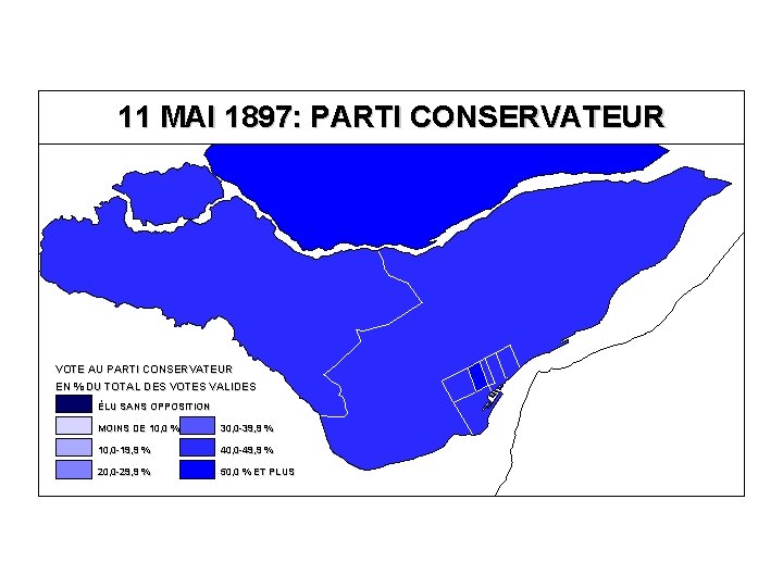 11 MAI 1897: PARTI CONSERVATEUR VOTE AU PARTI CONSERVATEUR EN % DU TOTAL DES