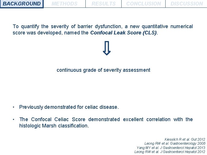 BACKGROUND METHODS RESULTS CONCLUSION DISCUSSION To quantify the severity of barrier dysfunction, a new