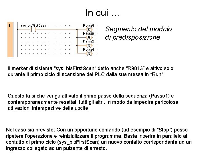 In cui … Segmento del modulo di predisposizione Il merker di sistema “sys_bls. First.