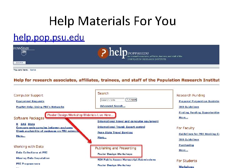 Help Materials For You help. pop. psu. edu 